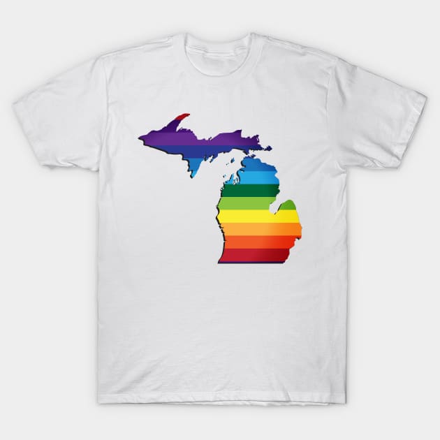 Michigan LGBT Rainbow Flag Gay Pride T-Shirt by macshoptee